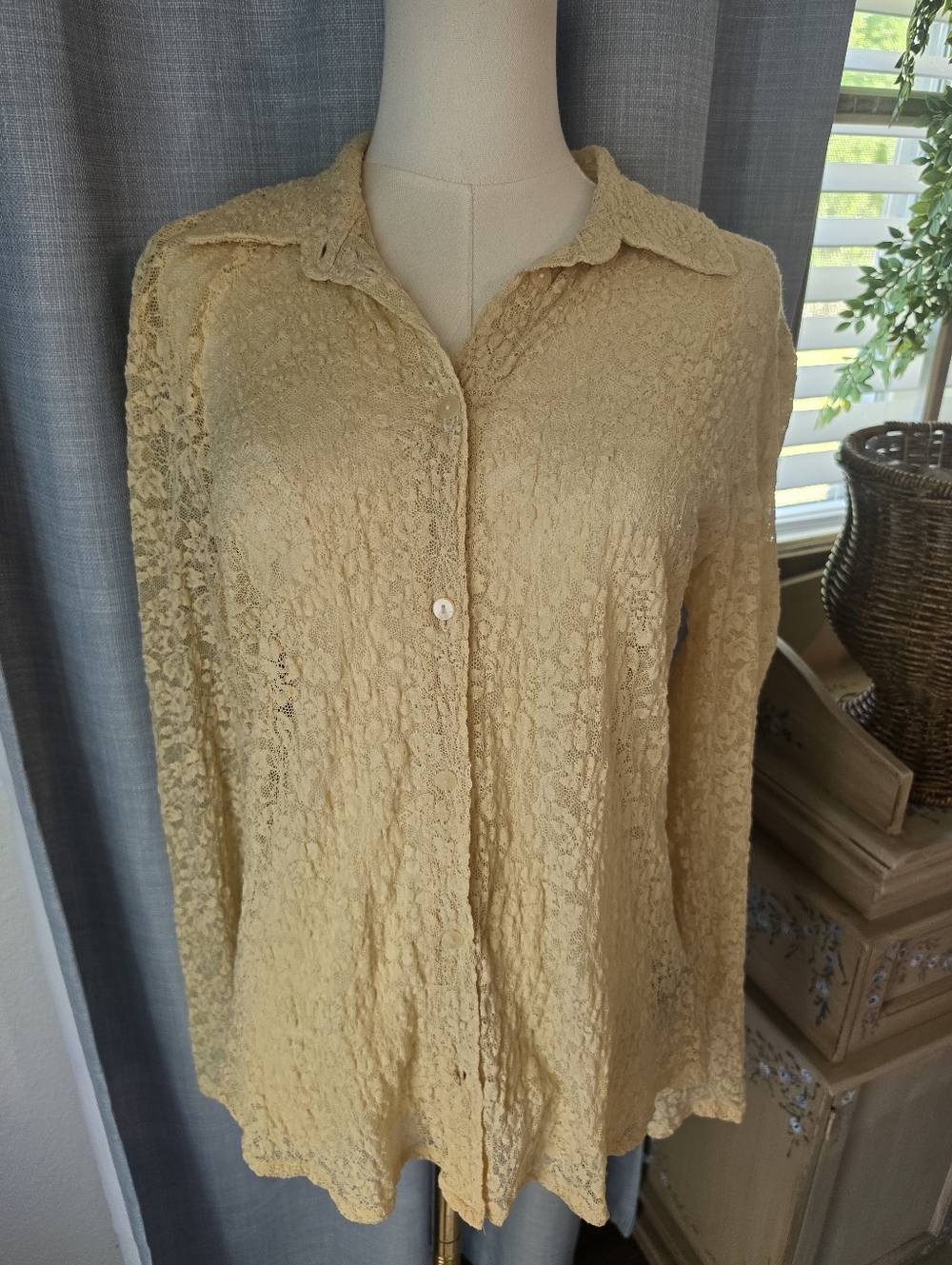 Tan Lacy Button Down